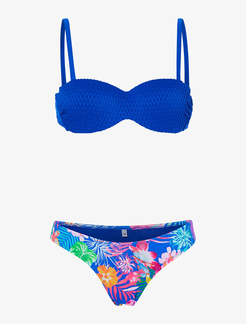 Tropische stringbikini - elektrisch blauw