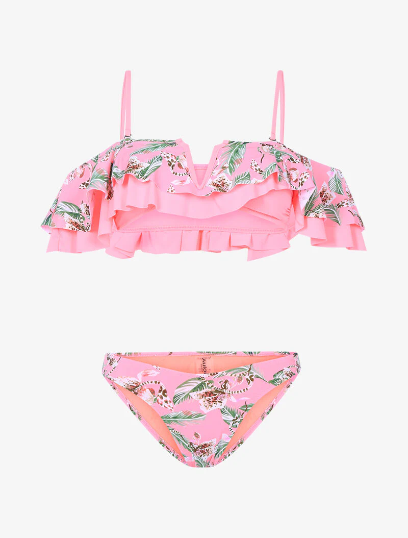 Jungleprint volant bikini - roze