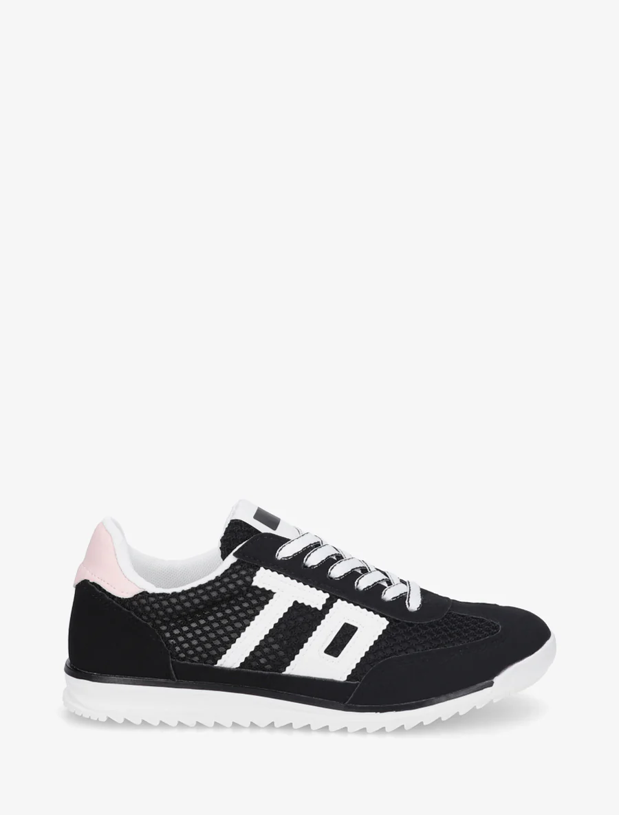 Bimateriaal sneakers met flockprint - Zwart