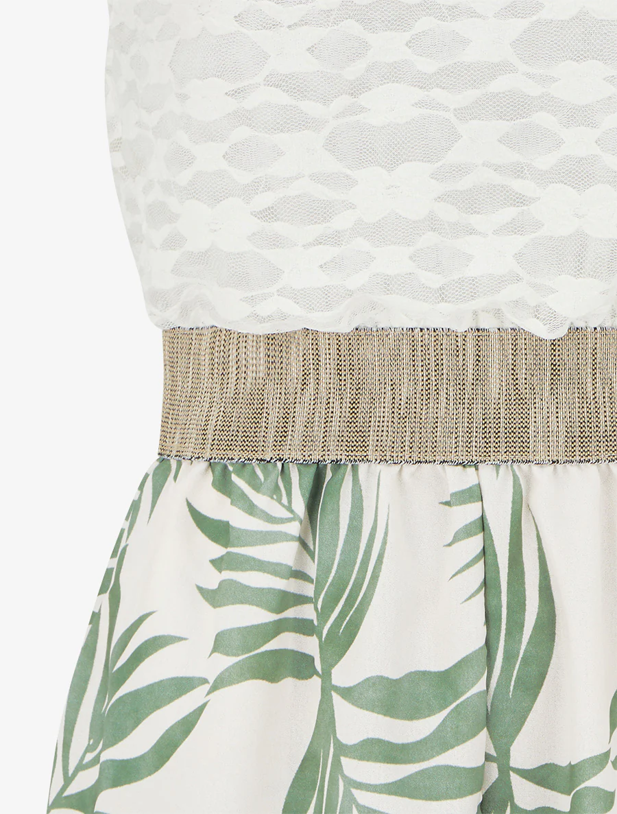 Bladerprint jumpsuit met kanten buste - Kaki - Image 3