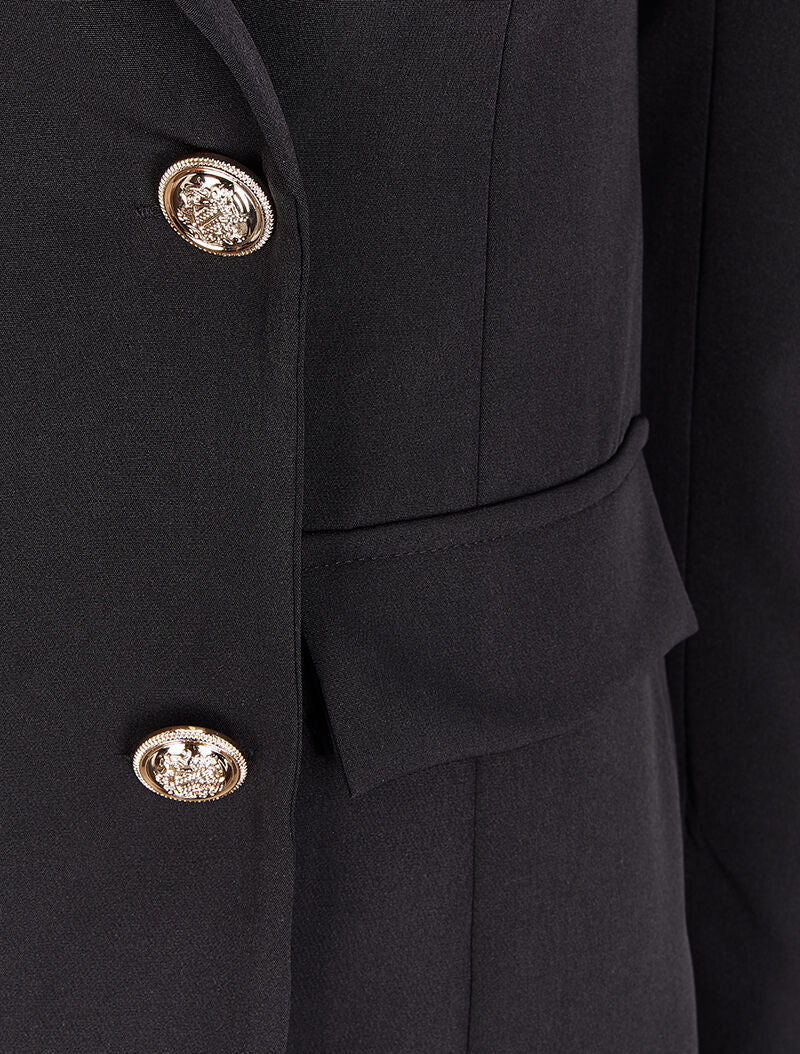 Extra lange blazer in officiersstijl - Zwart - Image 3