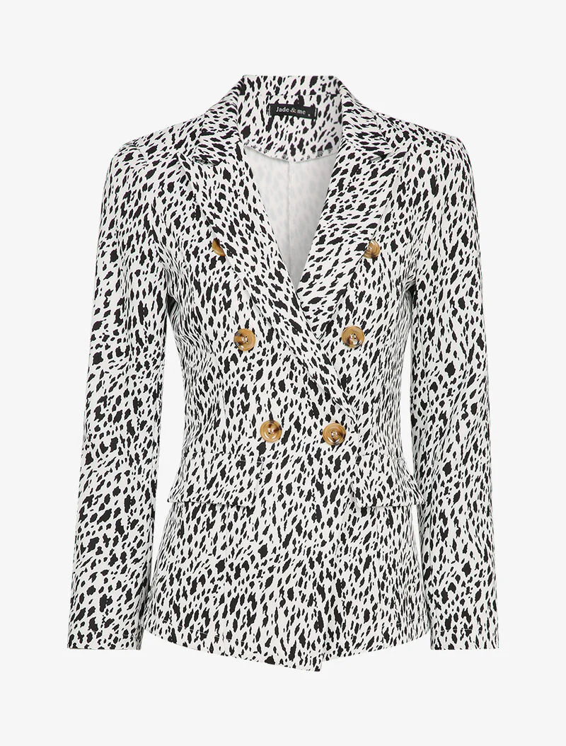 Gevlekt bedrukt blazer - Wit/zwart