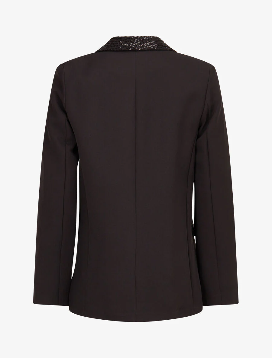 Blazer met paillettenkraag - zwart - Image 2