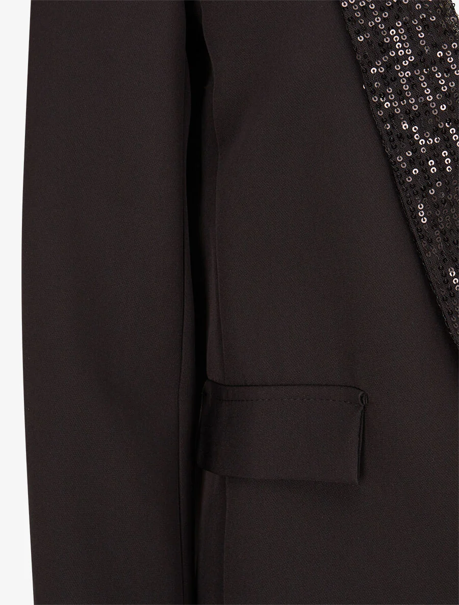 Blazer met paillettenkraag - zwart - Image 3