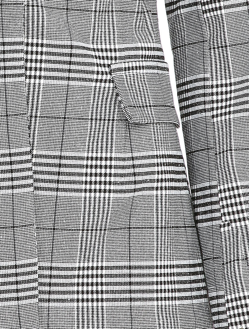 Prince de Galles print blazer met één knoop en decoratieve zakken - Zwart - Image 3