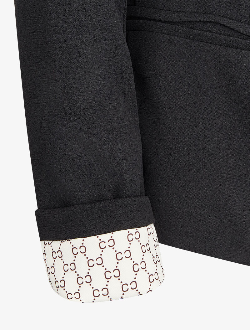 Blazer met grafische print revers - Zwart - Image 4