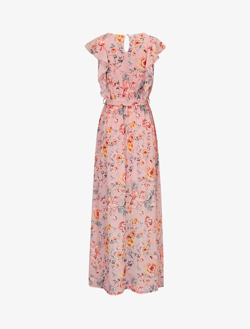 Bloemenjurk met geplooide buste - roze - Image 3