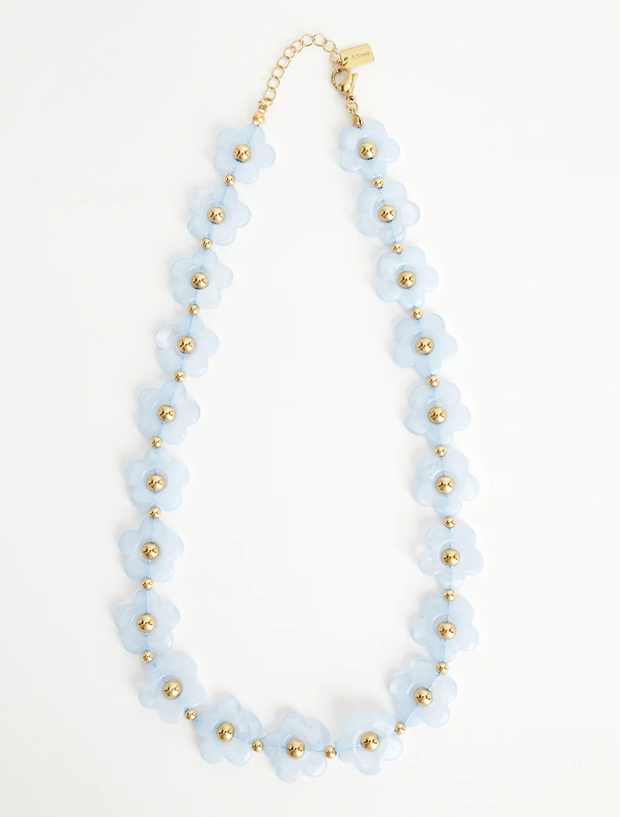 Bloemenmotief ketting - Lichtblauw - Image 2