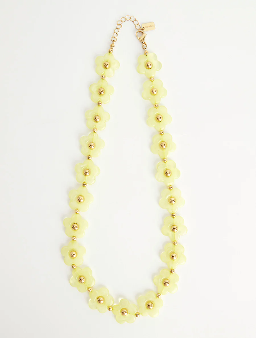 Bloemenmotief ketting - Geel - Image 2