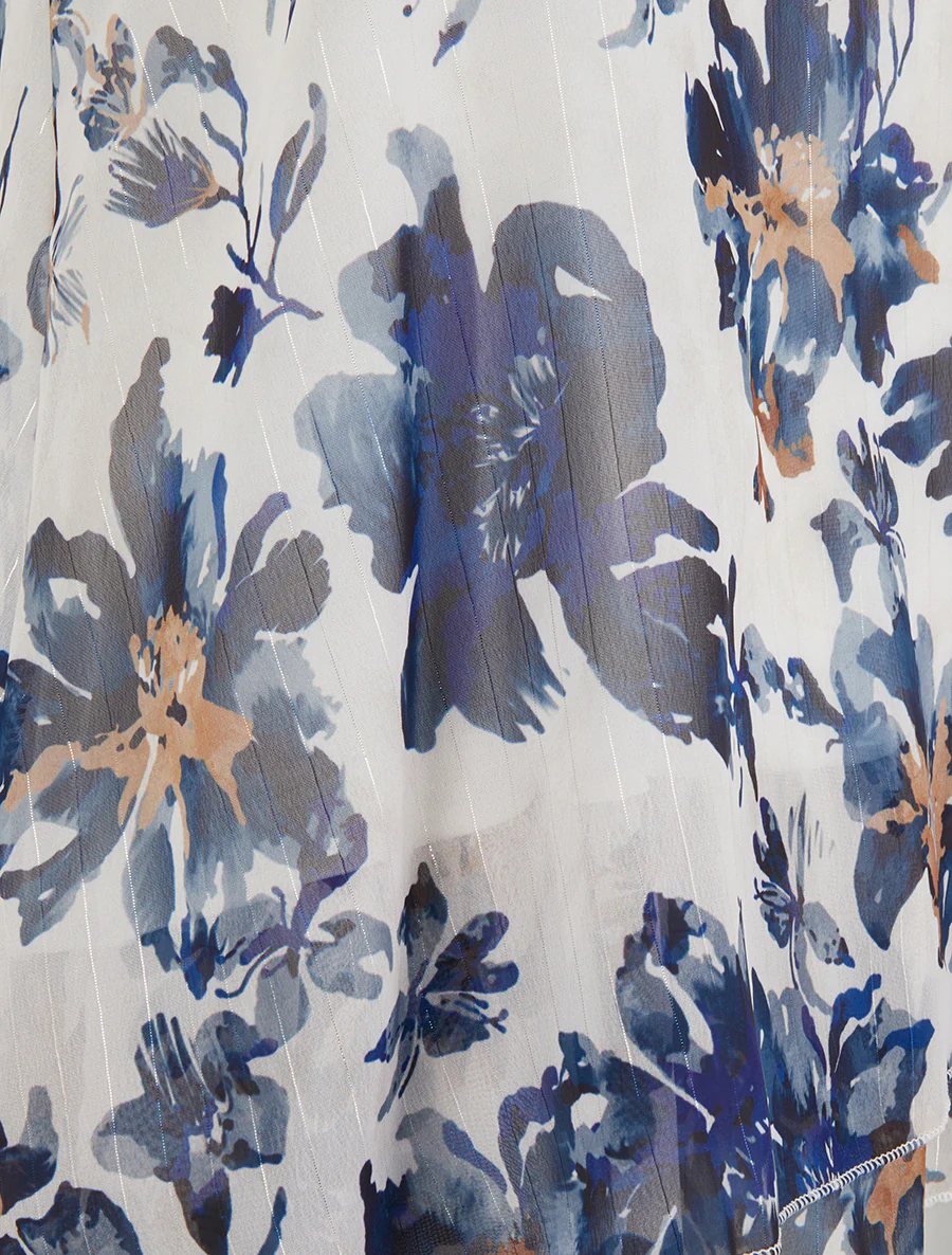 Bloemenprint caraco met glinsterende strepen - Marine - Image 3