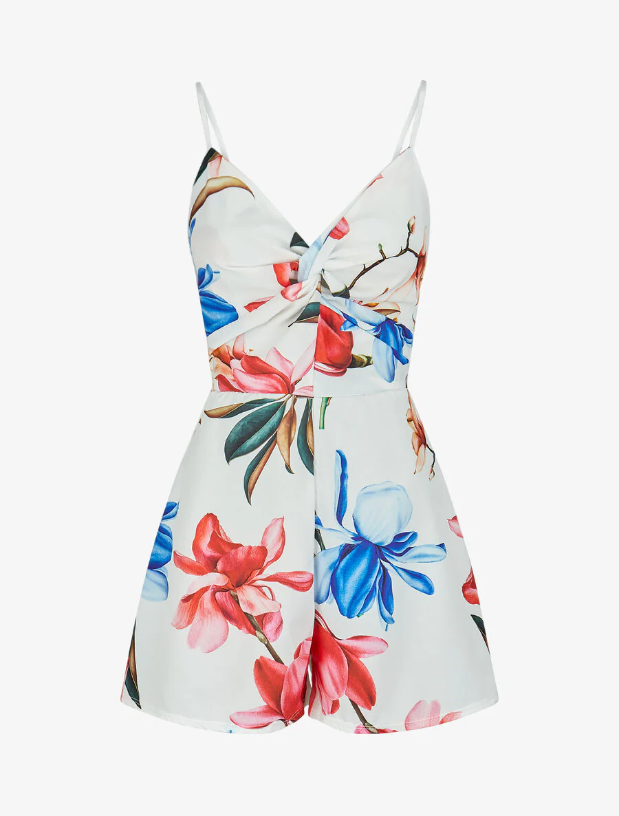 Bloemenprint korte broek - Wit