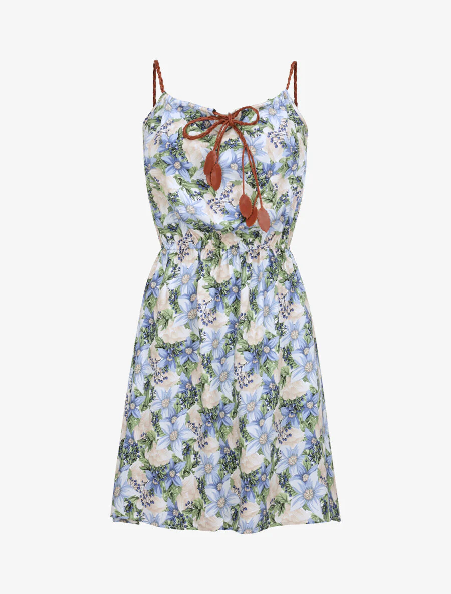 Bloemenprint plooirok - Blauw