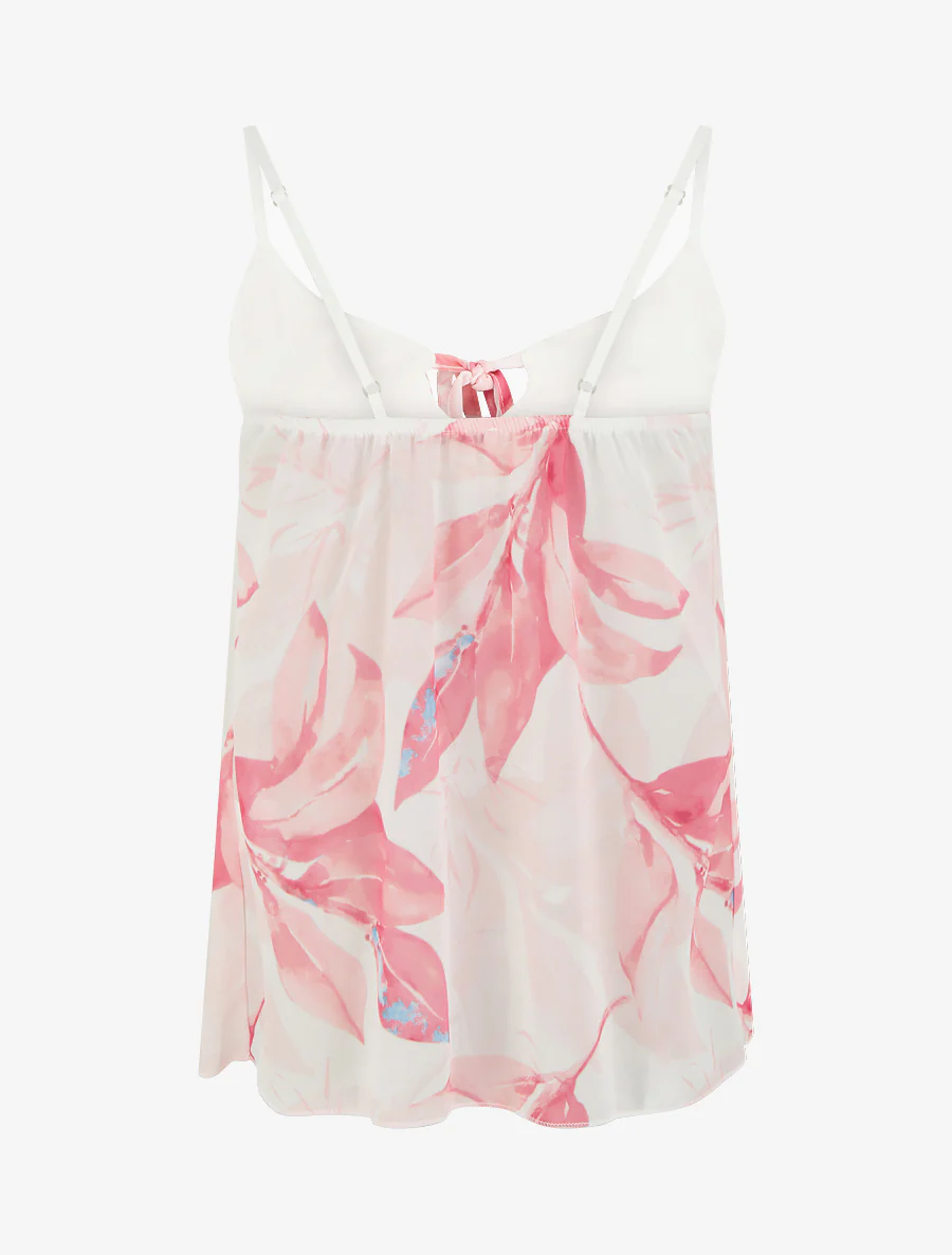 Bloemenprint top met V-hals en ruches. - Roos - Image 2