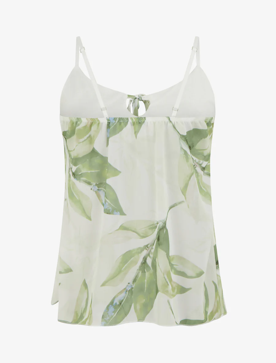 Bloemenprint top met V-hals en ruches. - Groen - Image 2