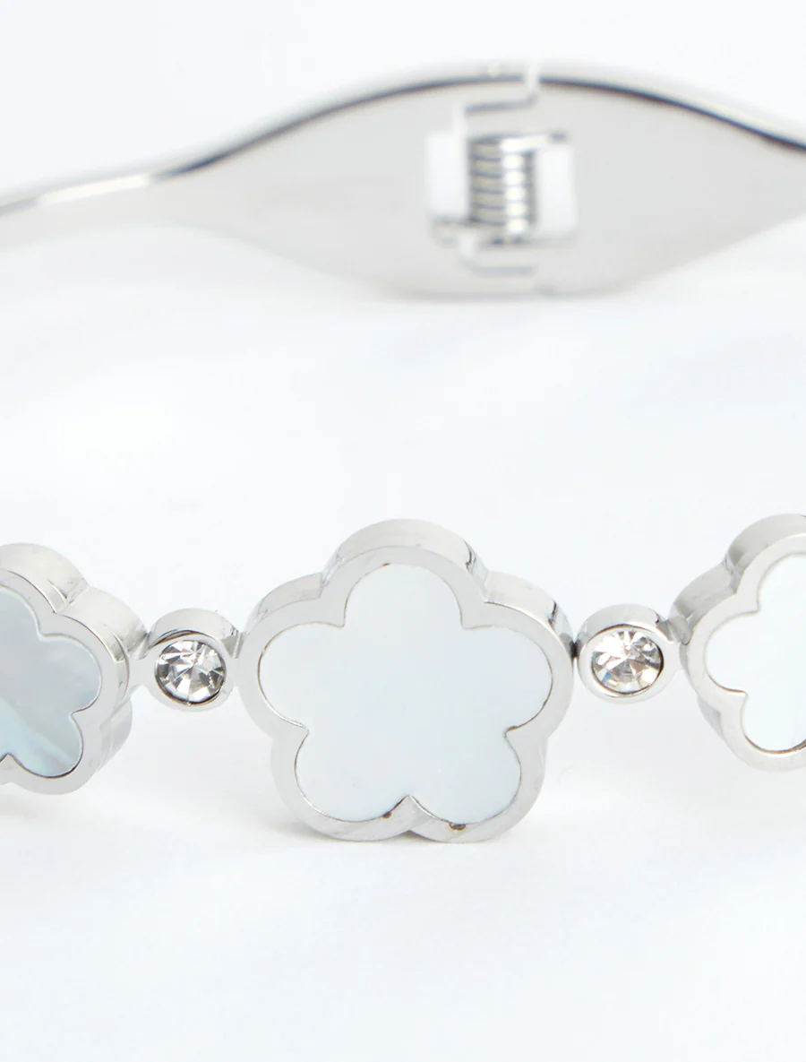 Bloemmotief armband met zirkoonstenen - Geld - Image 3