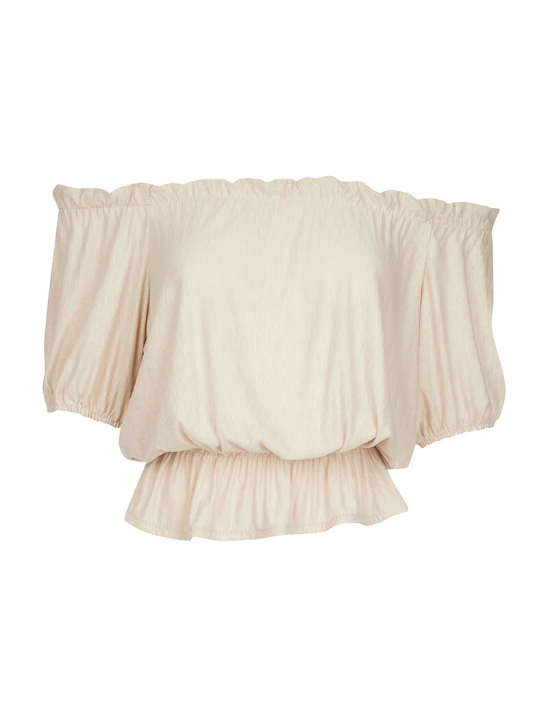 Elastische effen blouse - beige