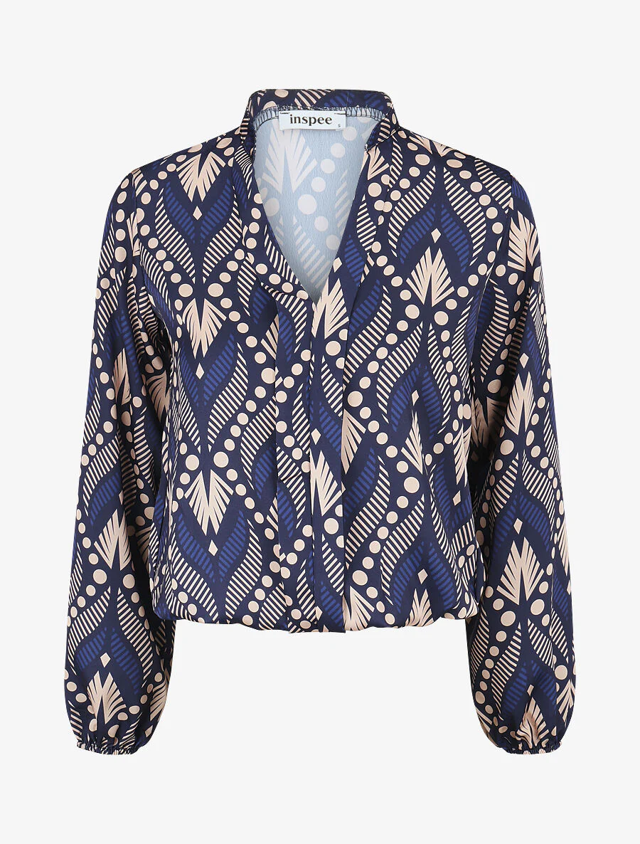 Blouse imprimé fantaisie - Donkerblauw