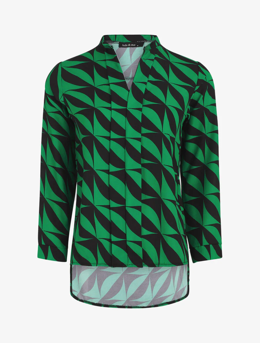 Blouse met driekwartmouwen en grafische print - groen