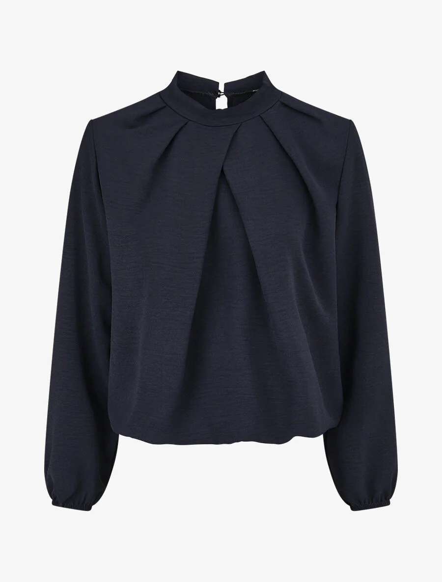 Blouse met gekruiste plooien - Marineblauw