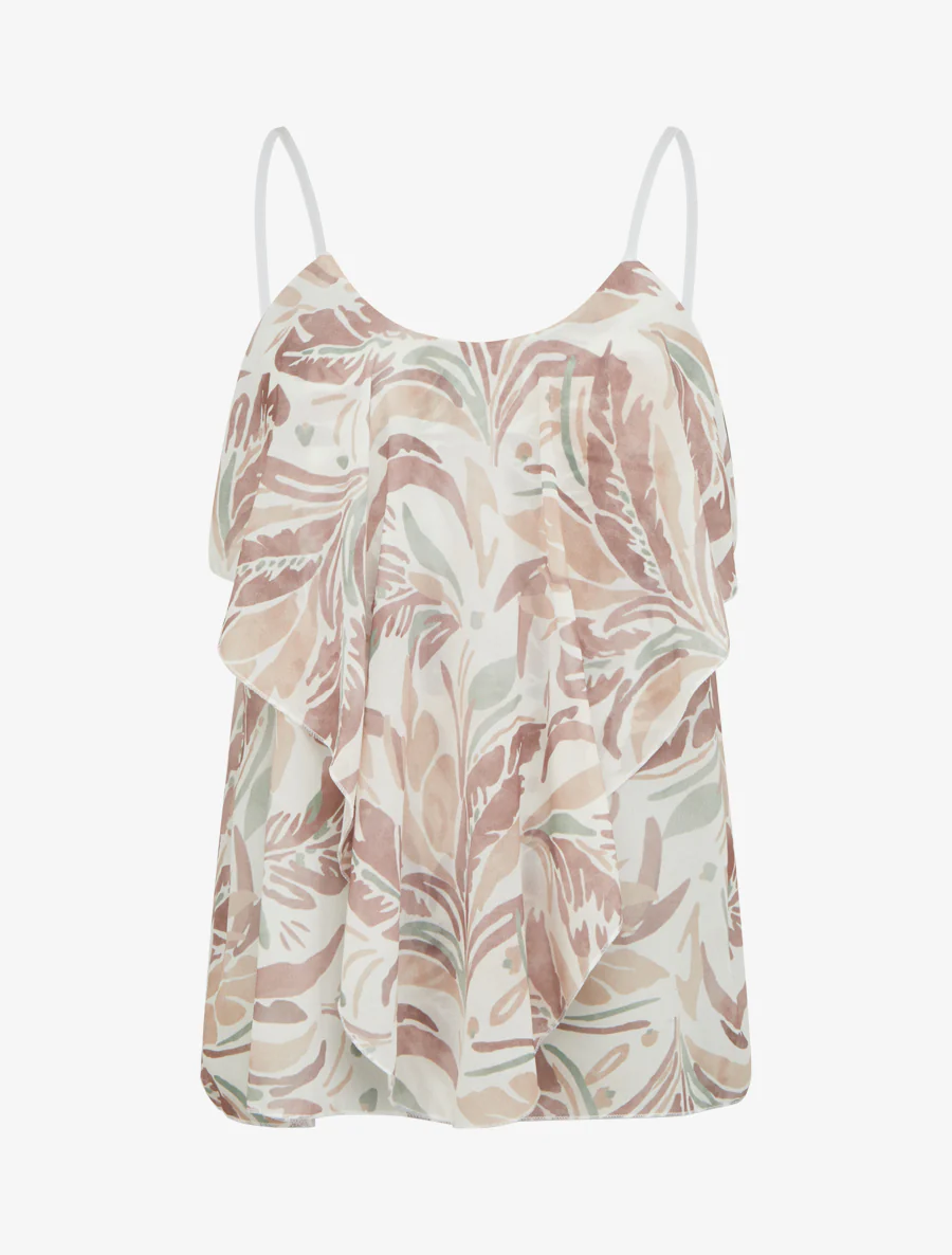 Blouse met ruches en bladenprint - Mol