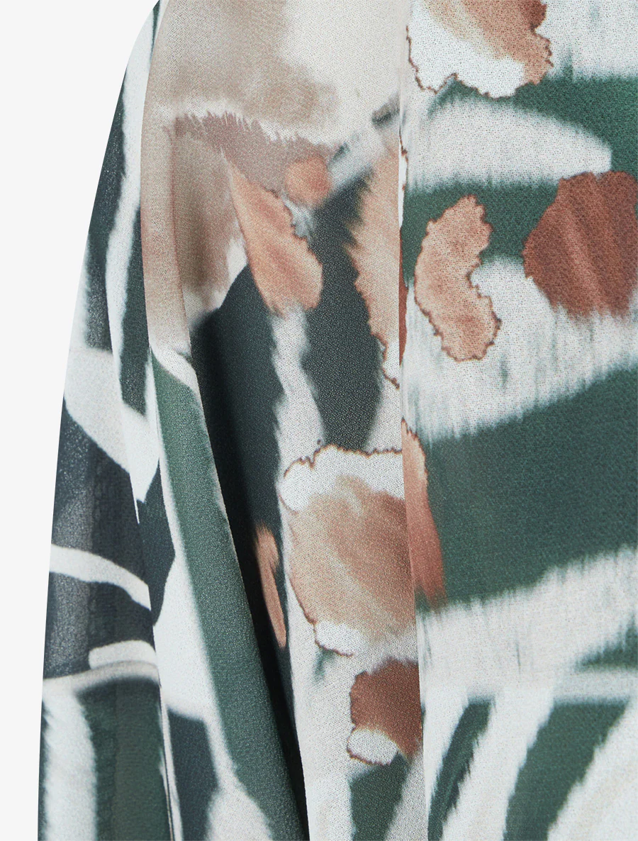 Blouse van voile met dierenprint - Kaki - Image 3