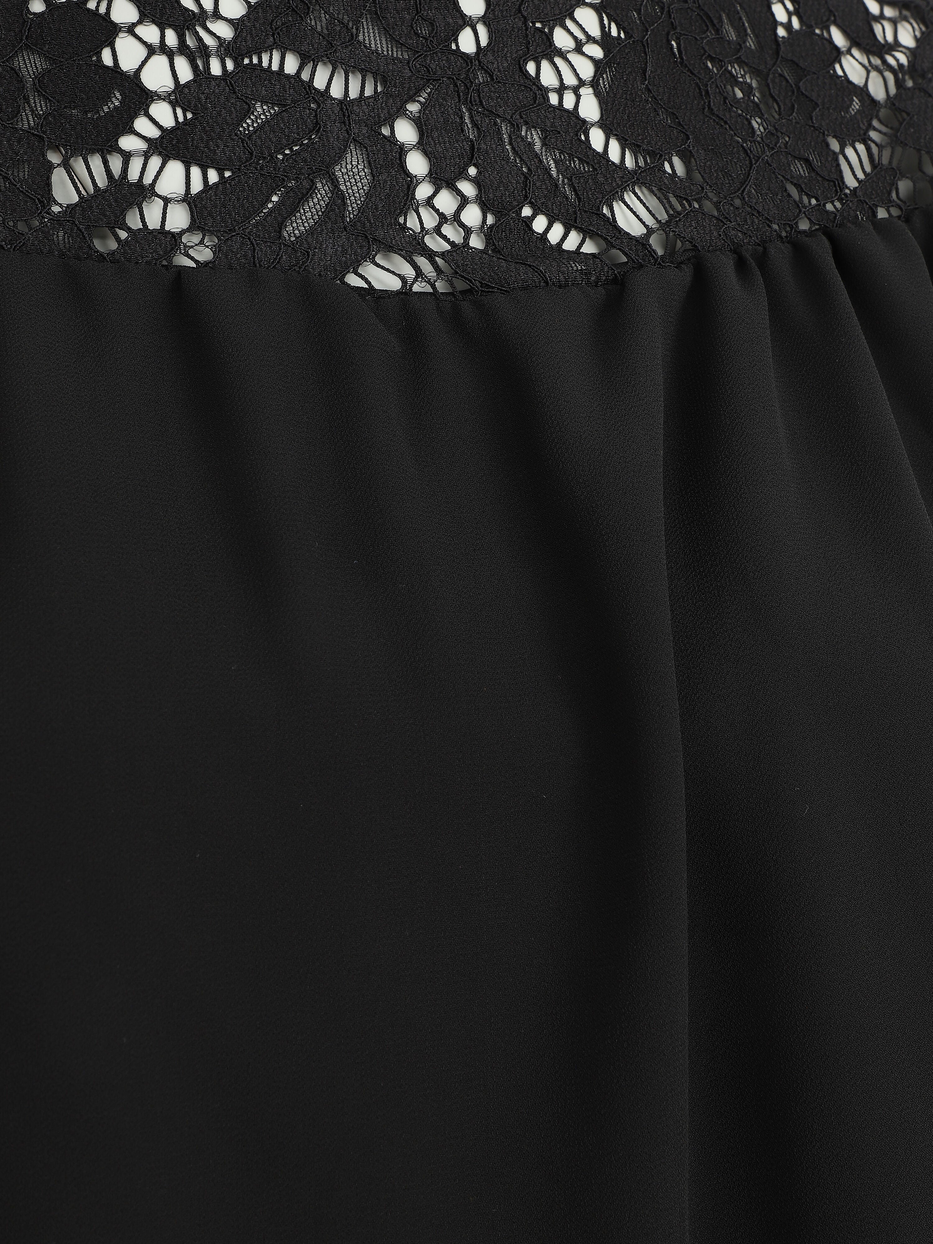 Bolvormige blouse van voile en kant - Zwart - Image 3