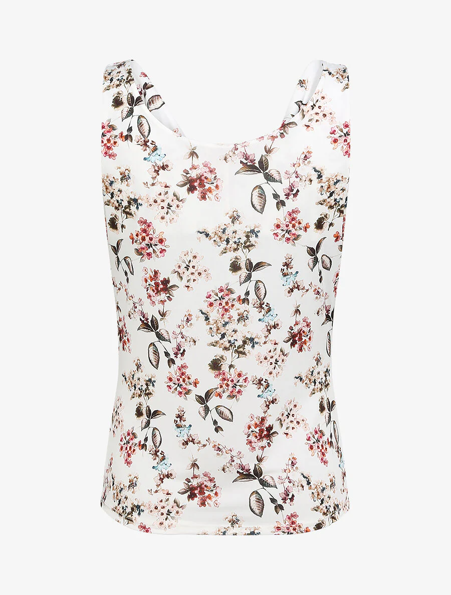 Top rechts col cowl met lentebloemenprint - Wit - Image 2