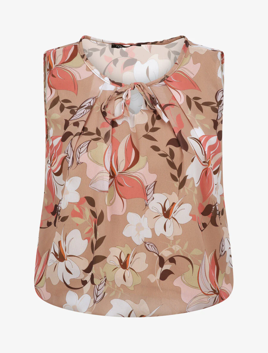 Bovenste bol met verschillende bloemenprint - Camel