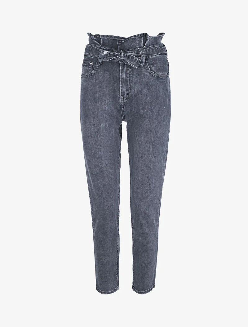 Jean boyfriend 7/8 met hoge taille - Antraciet - Image 3