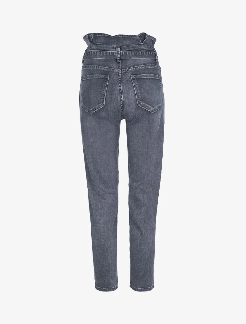 Jean boyfriend 7/8 met hoge taille - Antraciet - Image 4
