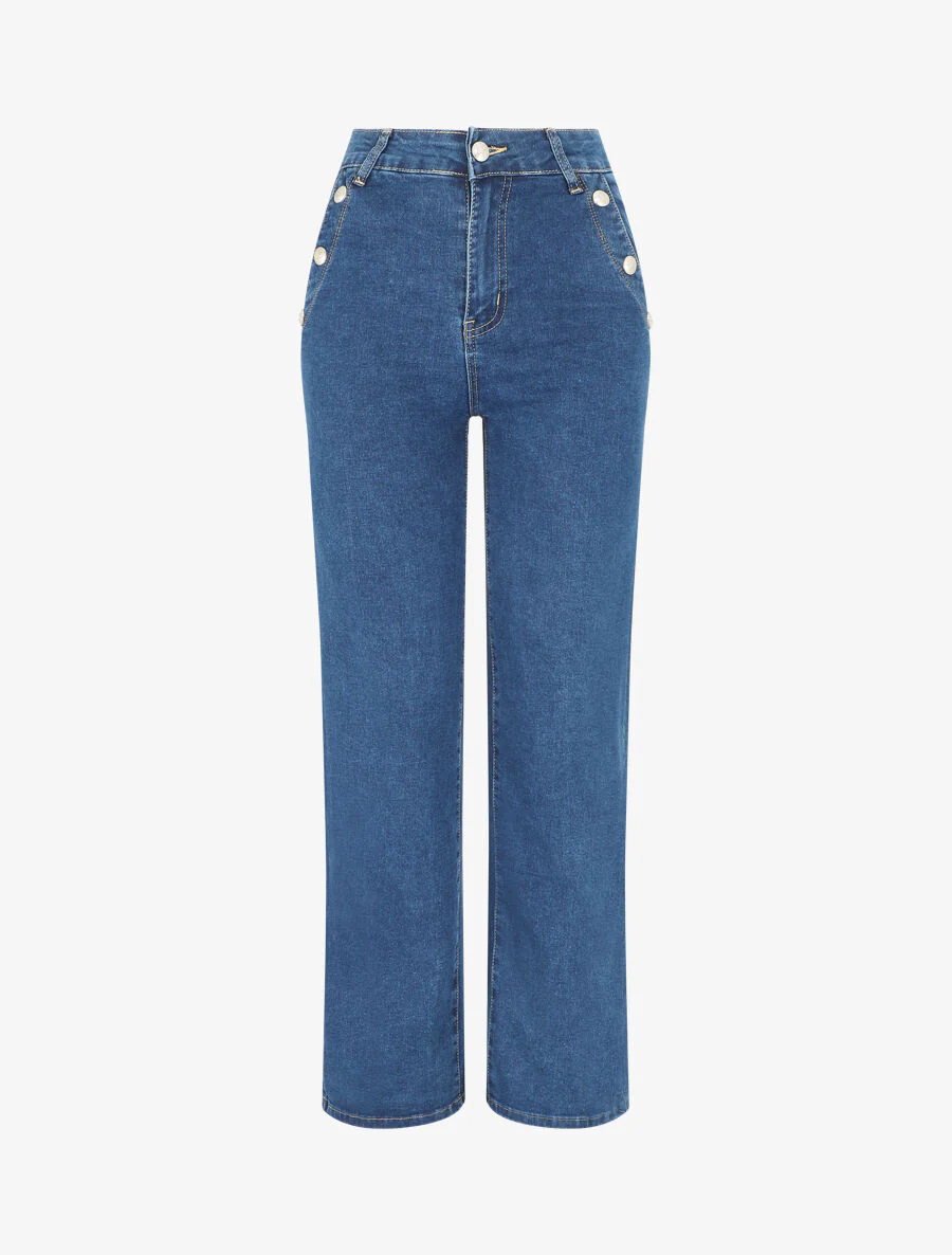 boyfriendjeans met hoge taille - blauw