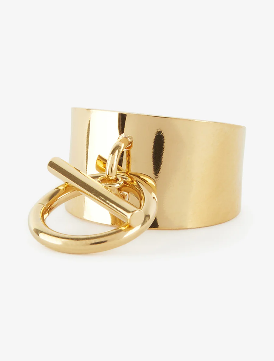 Brede ring met hanger sluiting T - Goud - Image 3