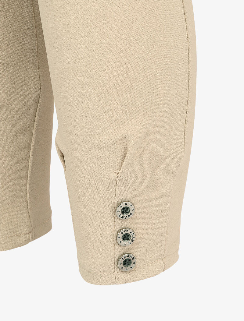 Broek 7/8 met elastische tailleband - Beige - Image 3