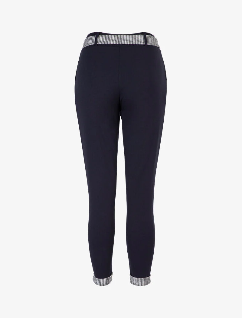 Broek 7/8 met pied-de-poule zomen - Marine - Image 2