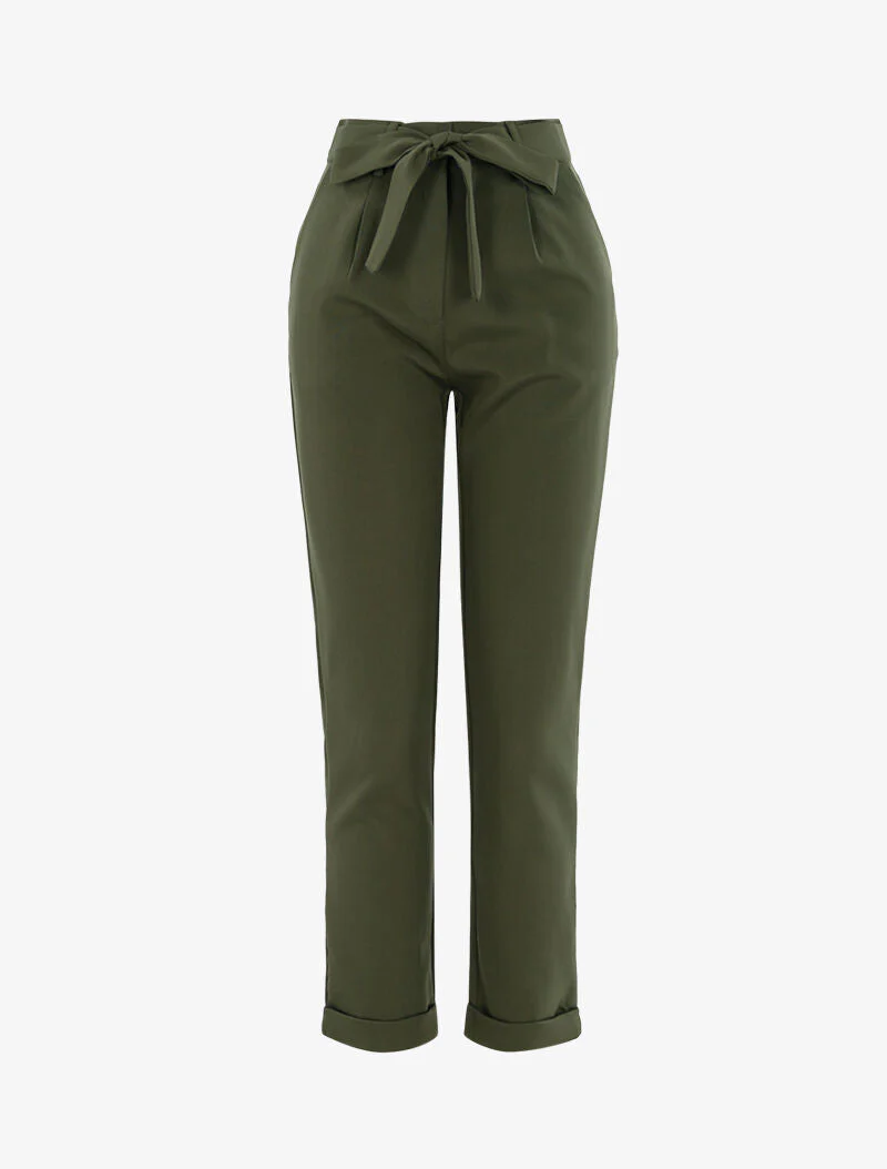 Broek 7/8 met satijn effect - kaki