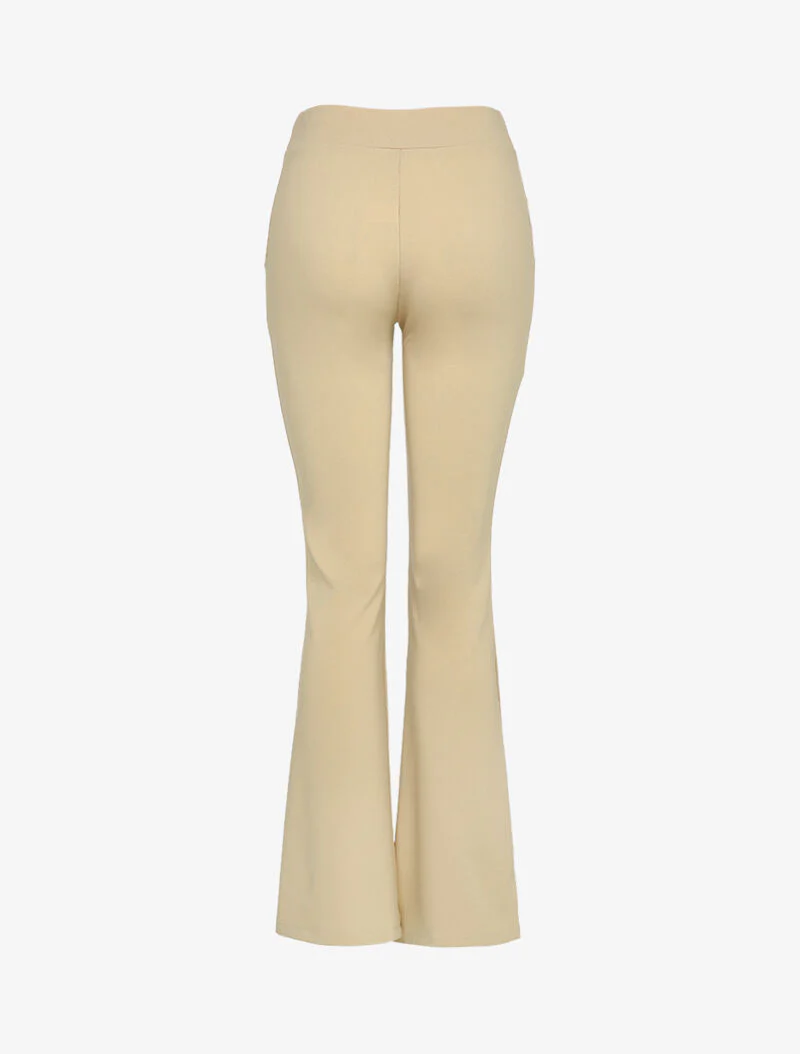 Gespleten flare broek - Beige - Image 2
