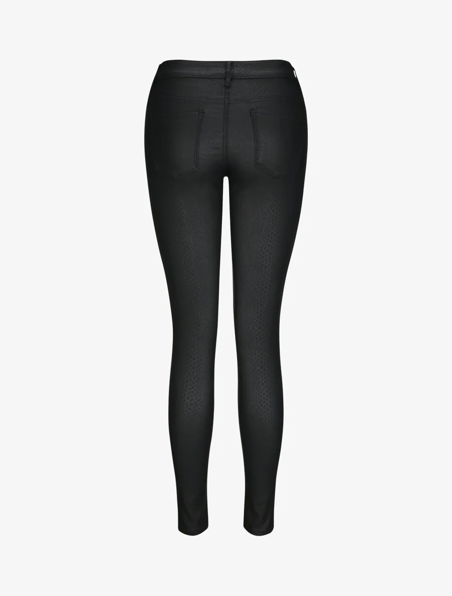 Broek met python-effect imitatieleer - Zwart - Image 2