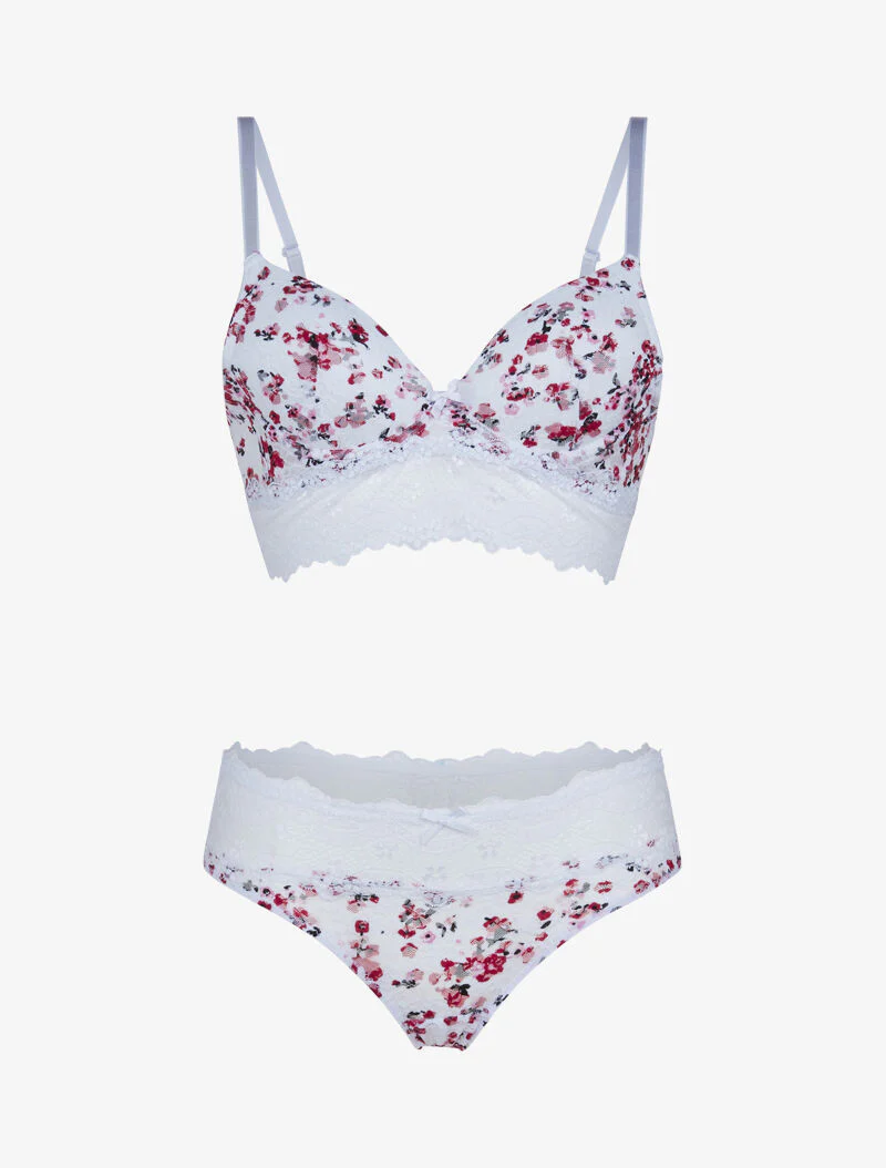 Buste set met bloemenprint - wit