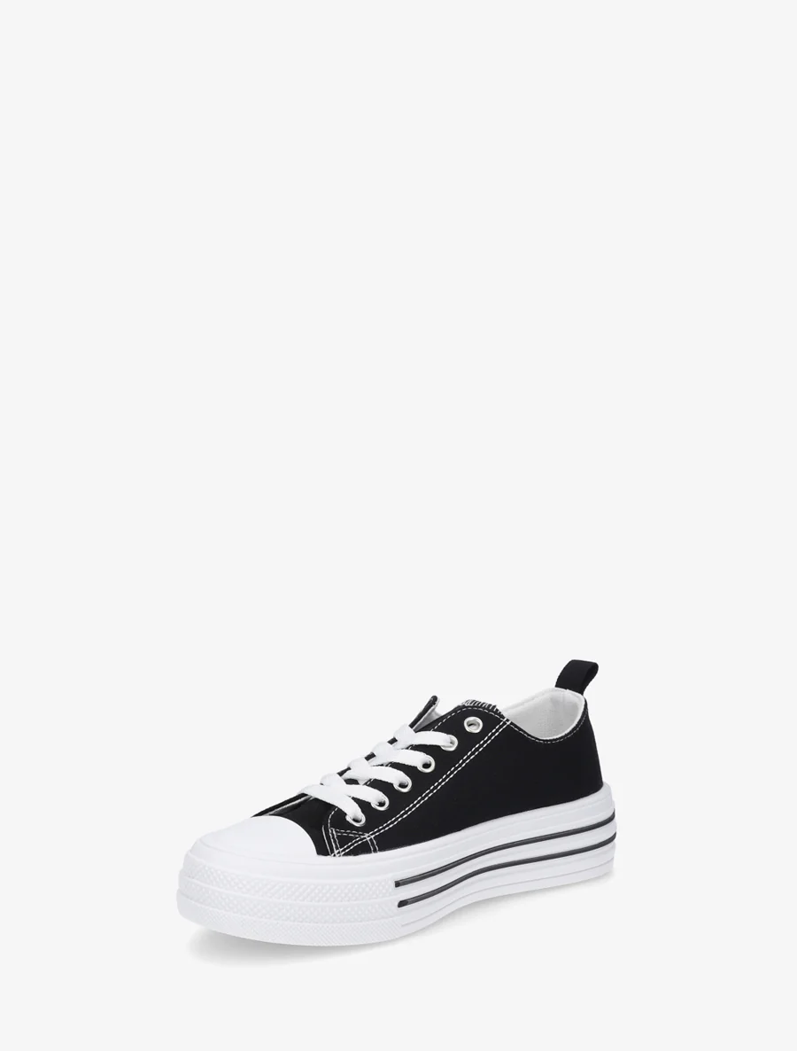 Canvas tennisschoenen met ronde neus - Zwart - Image 3