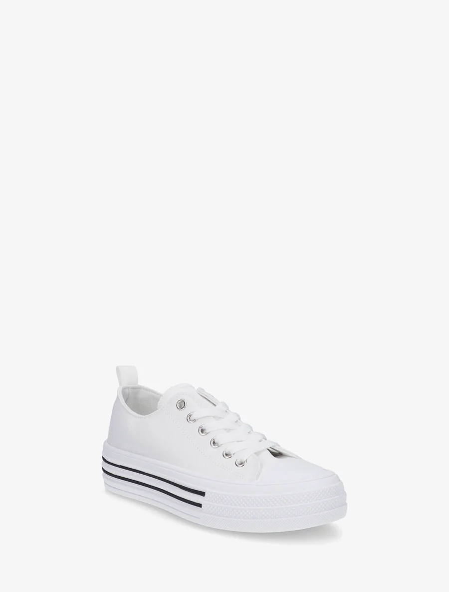Canvas tennisschoenen met ronde neus - Wit - Image 2