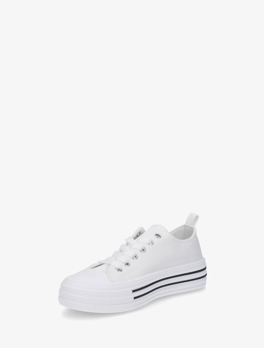 Canvas tennisschoenen met ronde neus - Wit - Image 3