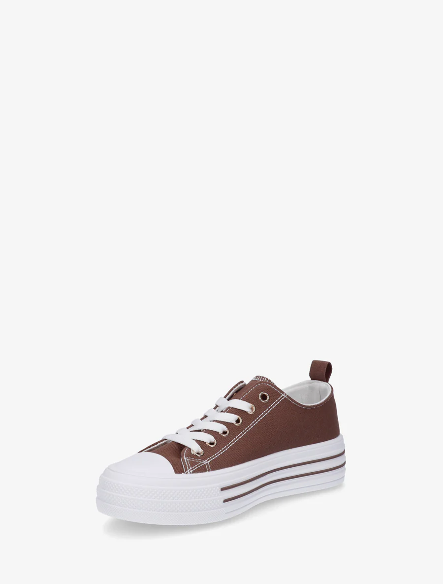 Canvas tennisschoenen met ronde neus - Bruin - Image 3