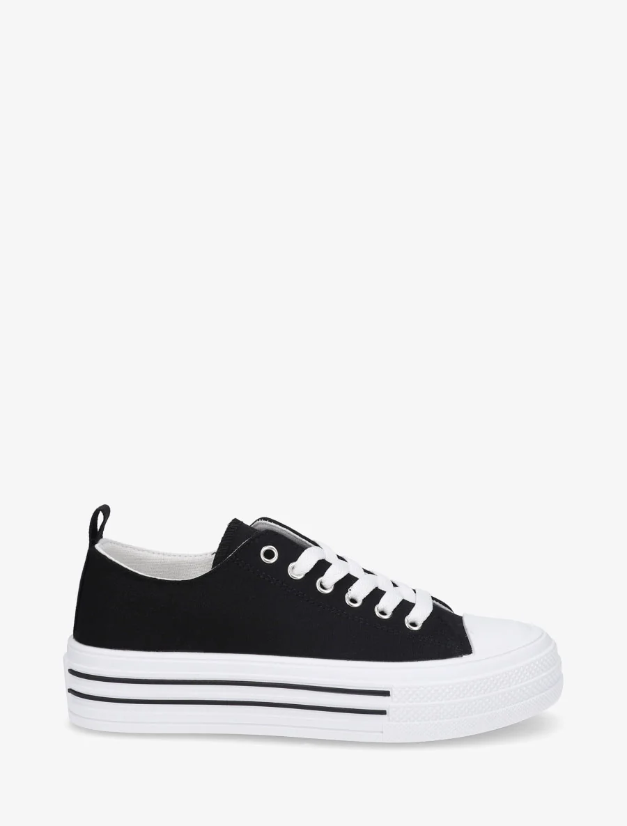 Canvas tennisschoenen met rubberen zool - Zwart