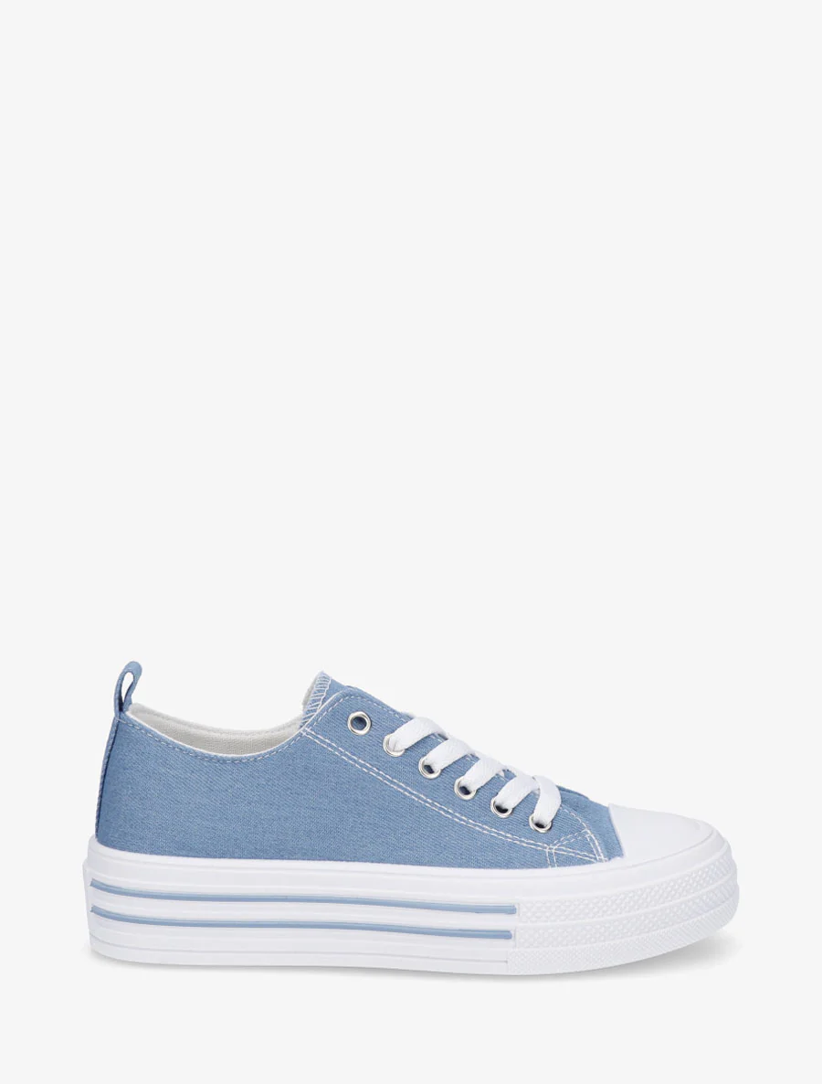Canvas tennisschoenen met rubberen zool - Blauwe denim
