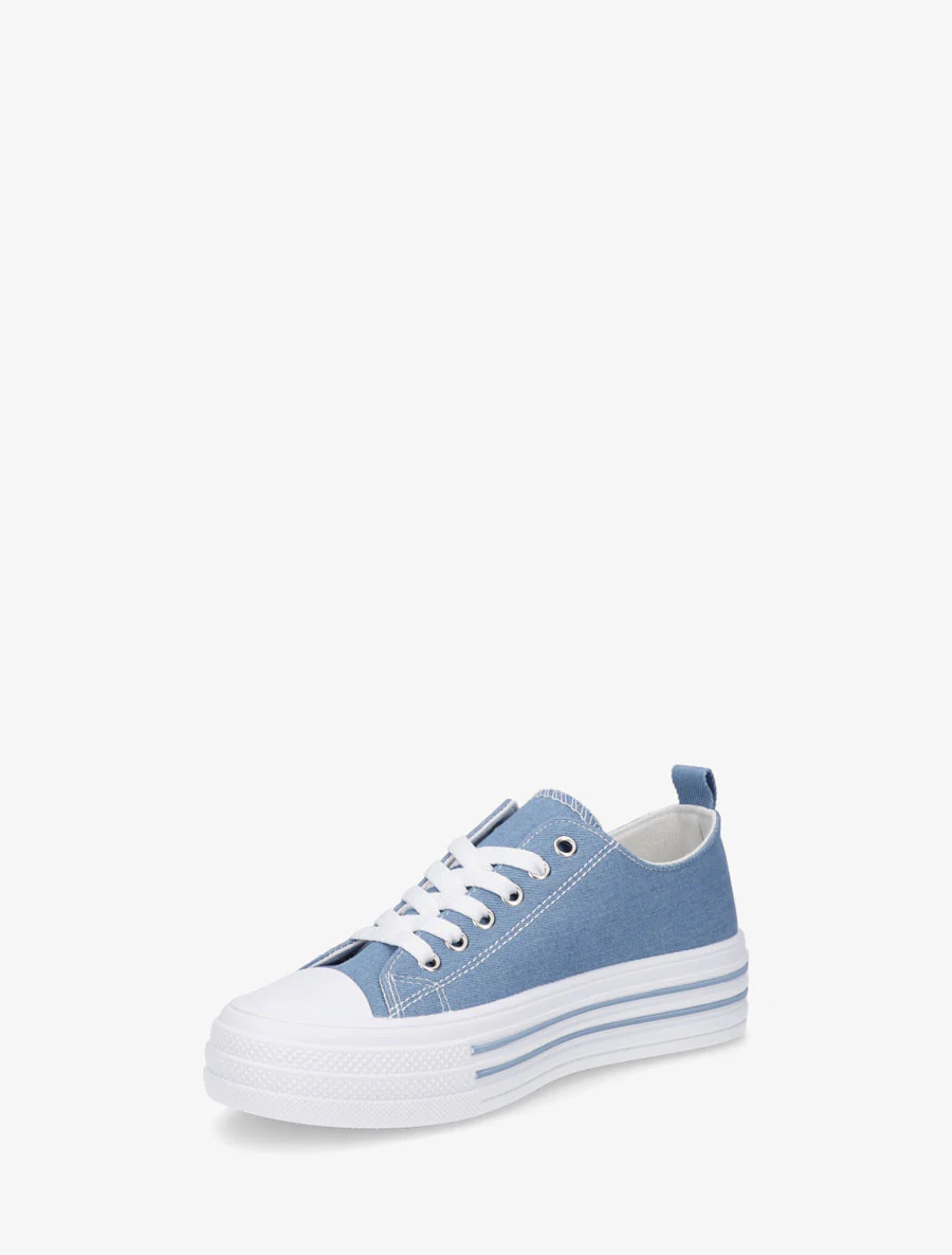 Canvas tennisschoenen met rubberen zool - Blauwe denim - Image 3