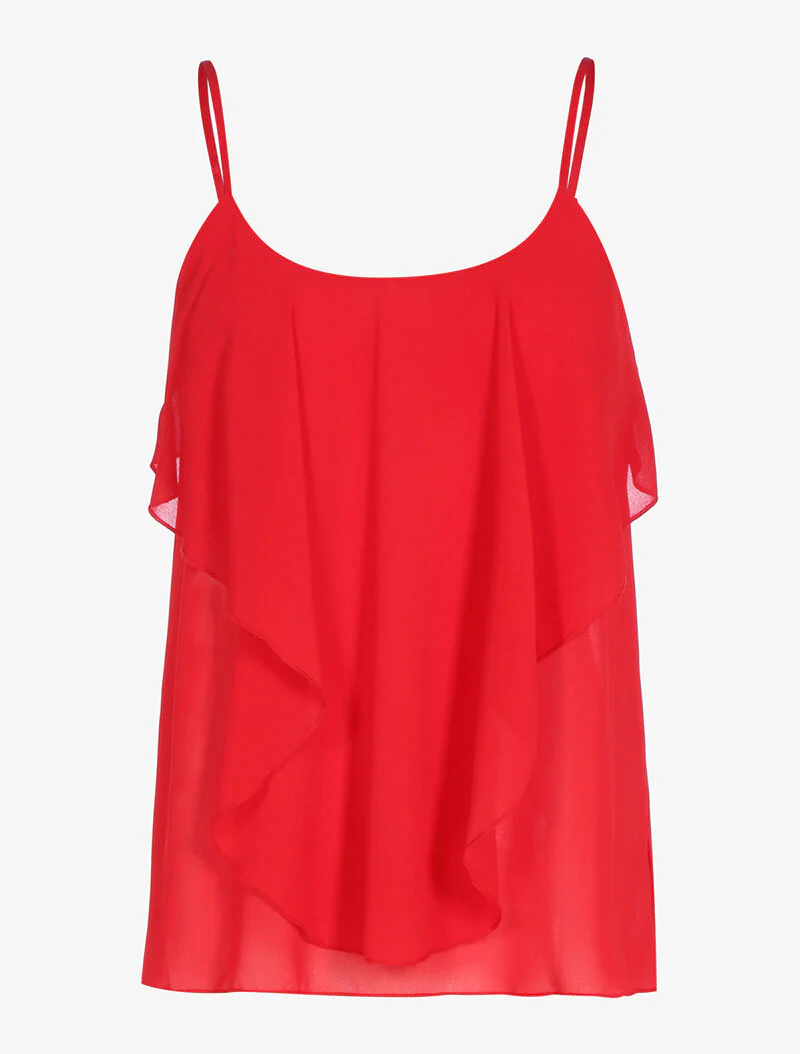 Caraco in voile met inzetstukken - rood