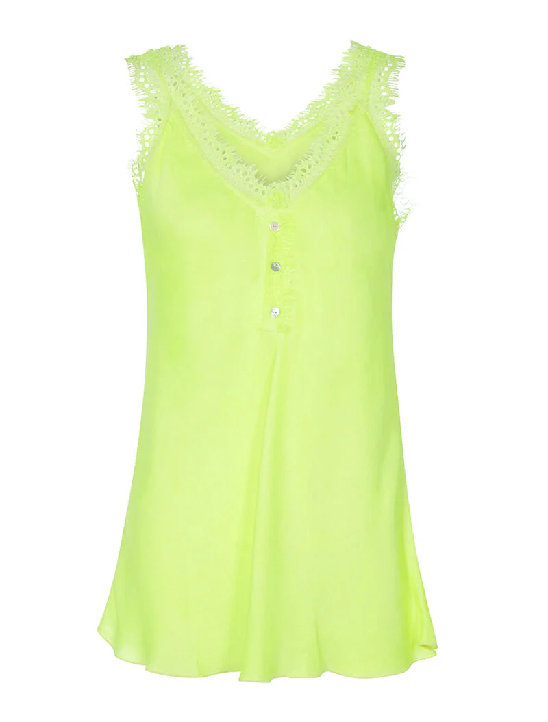 Lange caraco met kanten details - neon geel