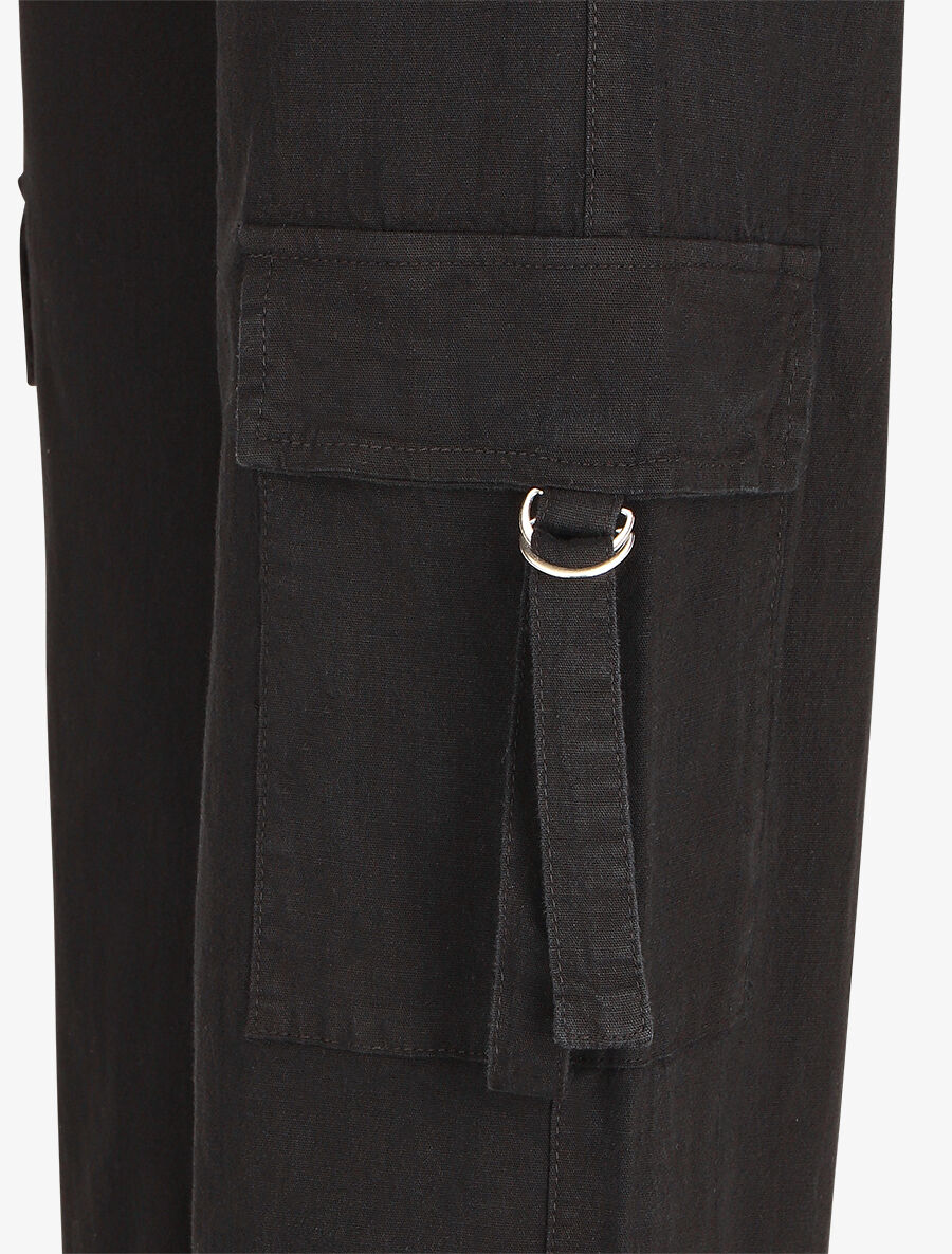 Cargo broek met koordjes - Zwart - Image 3