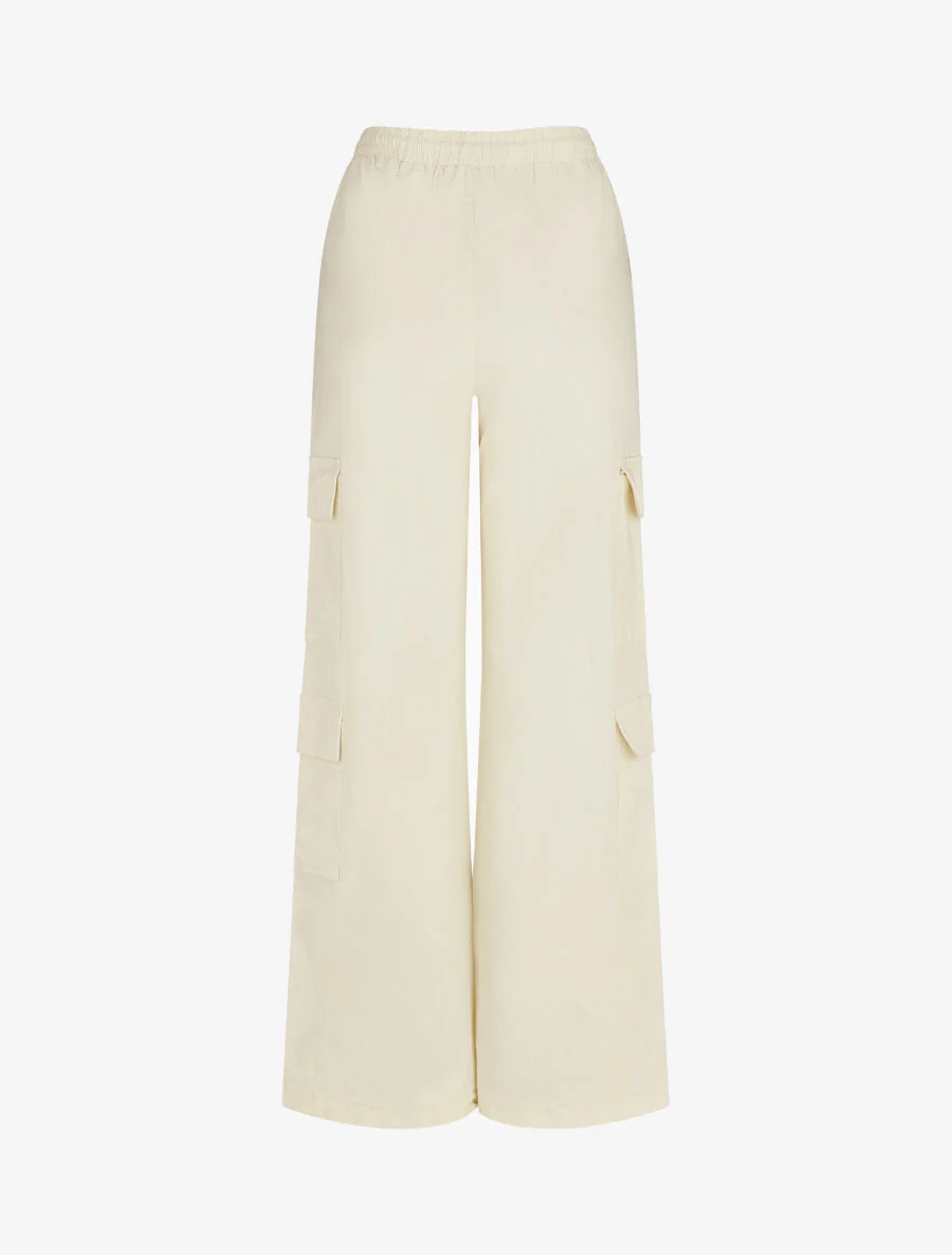 Cargo broek met rechte pijpen en hoge taille - Ecru - Image 2