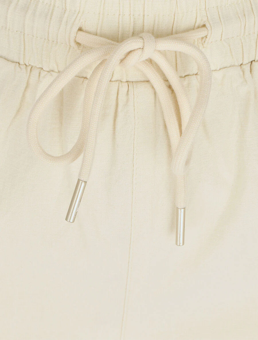Cargo broek met rechte pijpen en hoge taille - Ecru - Image 3